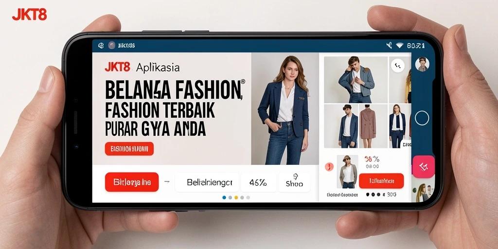 Tampilan antarmuka <strong>JKT8</strong> yang stylish dan modern untuk belanja fashion.