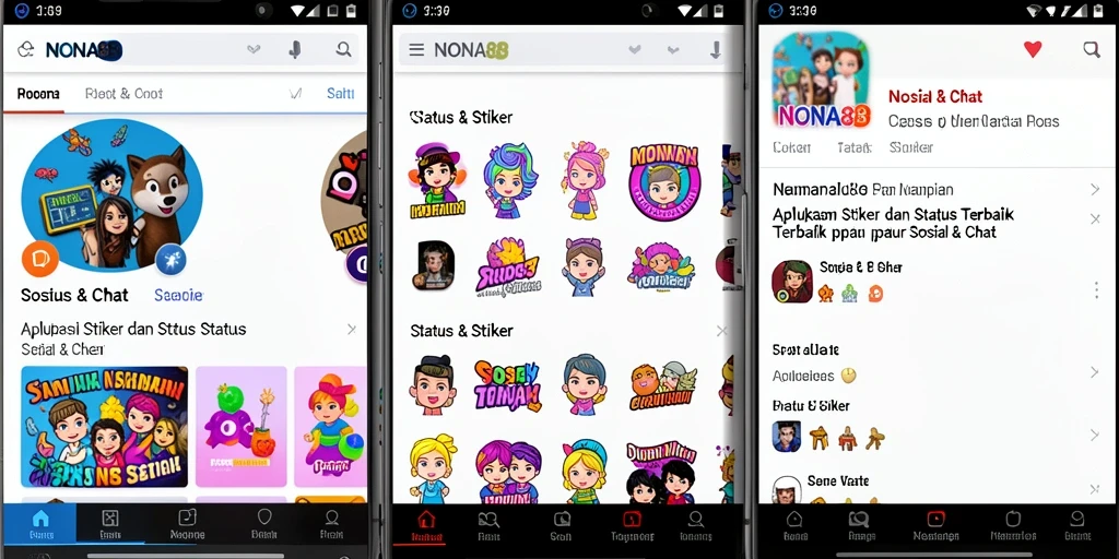 Tampilan antarmuka NONA88 dengan koleksi stiker yang menghibur.