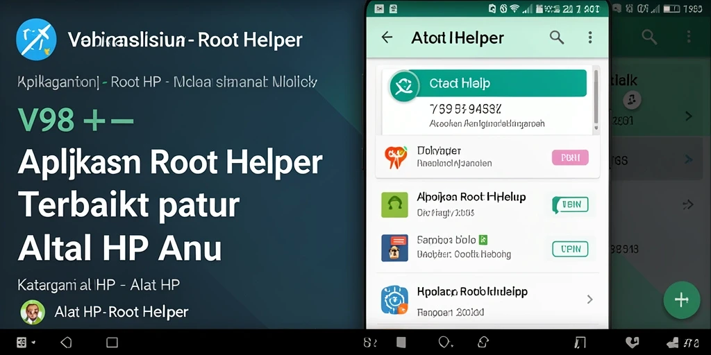 Antarmuka pengguna V98 menunjukkan fitur-fitur Root Helper yang lengkap dan fungsional.